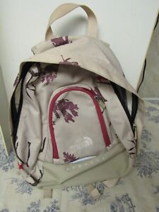 The North Face Brand Tan & Leaf Patterned Small Backpack