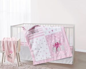Baby Crib Bundle Pink Princess 4 PC Bedding Set - 