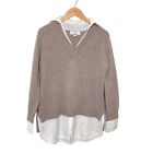 Magaschoni  Layered V-Neck 100% Cashmere Pullover Sweater Camel Size Small S