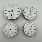 Lot Of 4 Antique Pocket Watch Movements W/ Dials Elgin & Waltham - As Is