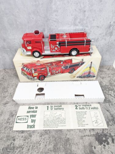 Excellent 1970 Hess Toy Fire Truck in Original Box w/ Insert Light & Motor Works