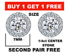Round Cut Halo Mens Women's Small 925 Sterling Silver IP Stud Hip Hop Earrings