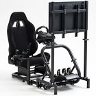 Hottoby G29 Racing Simulator Cockpit with TV Stand Fit for Logitech G923 Fanatec
