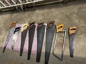 Lot of (8) Antique VTG Hand Saws including Disston, Craftsman, Superior, Sandvik