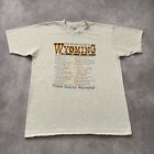 Vintage 90s Funny Wyoming Shirt Size L List Cowboy Western Rodeo Saying Tourist