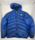 The North Face Jacket Boys XL Blue Reversible Plaid Down Puffer 550 Logo Youth