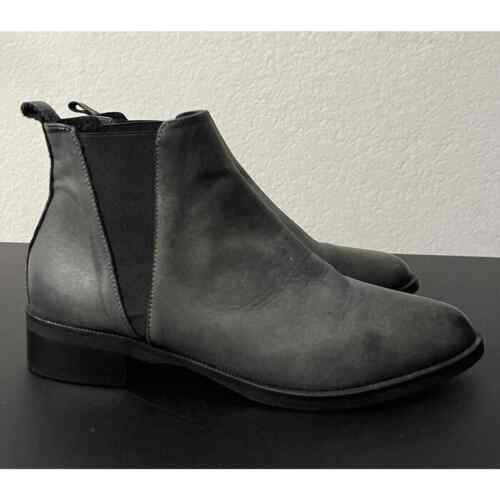 Stelle Monelle Chelsea Boots Grey Leather Ankle Pull On Low Heel Women's 9US 40E
