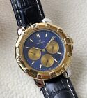 Vintage Mondia Zenith Chronograph Blue Dial Date Swiss Made Men's Watch gold
