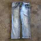 Miss Me Jeans Size 32 Blue Pants Mid Rise Easy Crop Faded Wing Denim Tag 30