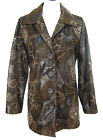 Ell Jay Boho Jacket Sz 8 Brown Faux Leather Suede Gold Embroidery Trench Coat