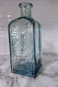 Vintage Large Clear Blue Hue Lemonade 5 Cents Glass Bottle 11.5”. #589