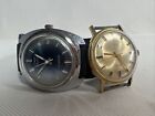 Vintage Timex Electric Dynabeat Watch Faded Blue Dial  Gold Timed Electric Parts