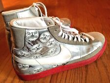 NIKE SWOOSH MENS LEATHER HIGH TOP ATHLETIC BASKETBALL Skull Head SHOES SZ 8.5 ❤️