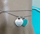 Return to Tiffany & Co Blue Enamel Mini Double Heart Necklace Pendant