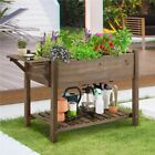 Solid Wood Elevated Garden Bed Planter Box with Removable 8 Pots Grow Grids Used
