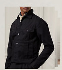 Ralph Lauren Purple Label Trucker Jacket L Black Pique Garment Dyed Cotton $895