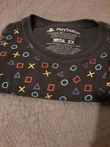 PLAYSTATION Button Icons Black T-Shirt 2 XL PS Family Logo