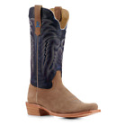 Men's Cafe Brown Boar Azule Blue Leather Cowboy Boots - 5 Day Delivery