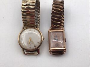 Vintage Gruen Men’s 10k RGP + Bulova 18k Gold Filled Wrist Watch Lot Of 2