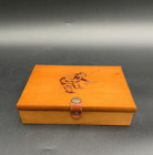 Vintage Fly Fisherman Engraved Wood Playing Card Box - New Sealed 2 Decks Taiwan