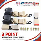 2Pc Universal Lap Seat Belt 3 Point Adjustable Safety Seat Belt for Go/Golf Cart