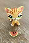 Littlest Pet Shop LPS Authentic #1451 Shorthair Cat Tiger Striped Green Eyes