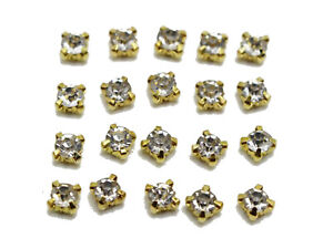 100 Golden Clear Crystal Glass Rose Montees 6mm SS28 Sew on Rhinestones Beads