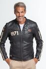 Mens Genuine Lambskin Leather Jacket Black Cafe Racer Slim Fit Biker Jacket