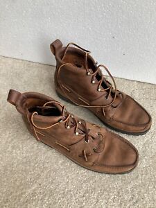 Polo Country Ralph Lauren Men's 12 D Moc Toe Leather Boots 2-Eyelet Brown