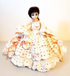 Vintage Doll Brown Hair Sleep Eyes Gorgeous Crochet Dress with Purse 16