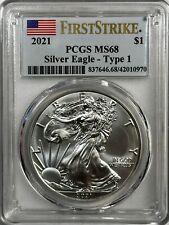 New ListingPCGS 2021 MS68 American Silver Eagle Type 1 Silver Dollar First Strike ASE $1