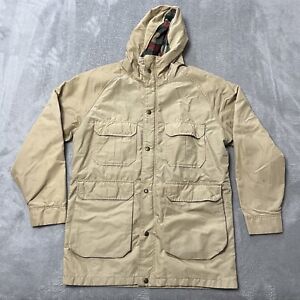 Vintage Woolrich Jacket Mens Medium Beige Zip Hooded Parka Blanket Line Outdoor