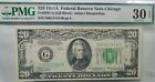 1934A $20 Federal Reserve Note PMG 30 rare Chicago Fr 2055-G Very Fine EPQ