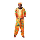 African Kente Print 3Pcs Men Long Dashiki Pant Suit Print #1