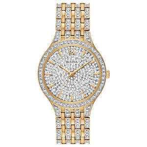 Bulova Phantom Women's Quartz Crystal Accent Silver Gold Watch 32mm 98L263