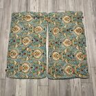 Sherry Kline King Pillow Shams 2 In Lot Teal/Floral Print 35”x 20” Preowned