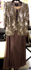 ALEX EVENINGS Women's Tea Length COCKTAIL Dress + Sequin Bodice & Jacket  Sz M