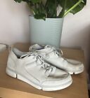 Mens 11 Clark's Trigenic Trainer Shoes Sneakers Off White Leather