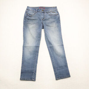 Elle Women's Size 10 Blue Straight Medium Wash Cotton Blend Stretch Denim Jeans