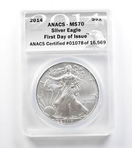 MS70 2014 American Silver Eagle - FDI - #01078 Of 16,569 - Graded ANACS *789