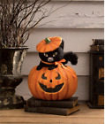 Bethany Lowe Halloween Kitty Cat In Jack New 2024 TJ3305 Black Cat Pumpkin