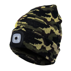 Beanie with LED Light Rechargeable Night Lamp Unisex Headlight Knit Cap Jogging