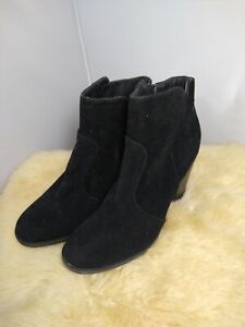 WINTER SNOW BOOTS Womens BOOTS FAUX Suede LEATHER Ankle Boots BLACK SIZE 8.5