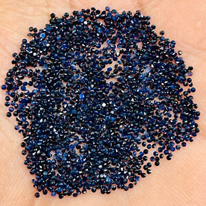 200 Pcs Natural Blue Sapphire 1mm Round Diamond Cut Calibrated Loose Gemstones