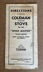 Coleman Stove No. 500 “Speed Master” Operating Directions