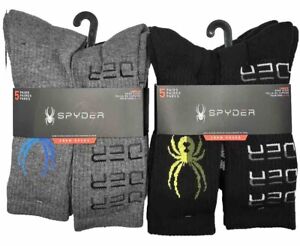 New Spyder Men's 5 Pair Comfort Welt Crew Socks Shoe Sizes 6-12