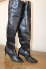 Calvin Klein Black leather Pointed Toe Over the Knee Boots Size 8 medium hill