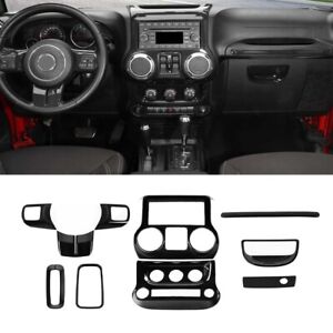 10X Black Steering Wheel GPS Dash Cover Trim Kit for Jeep Wrangler JK 2011-2018 (For: Jeep Wrangler JK)