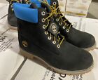 Timberland Men's 6 Inch Premium Black Blue Leather Waterproof Boots Size 10.5
