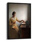 PETER ILSTED, YOUNG GIRL CLEANING CHANTERELLES -FLOAT EFFECT CANVAS ART PRINT